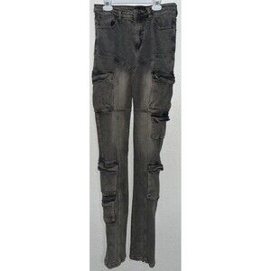 Rockstar Original Stacked Jeans Women Sz Med. Distressed Grey